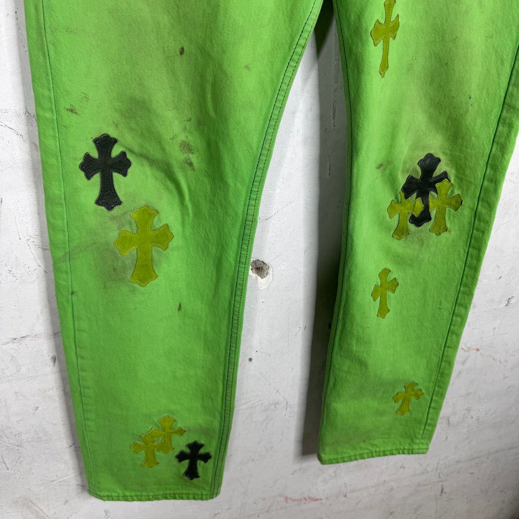Chrome Hearts Levis Green Patch 501 Jeans