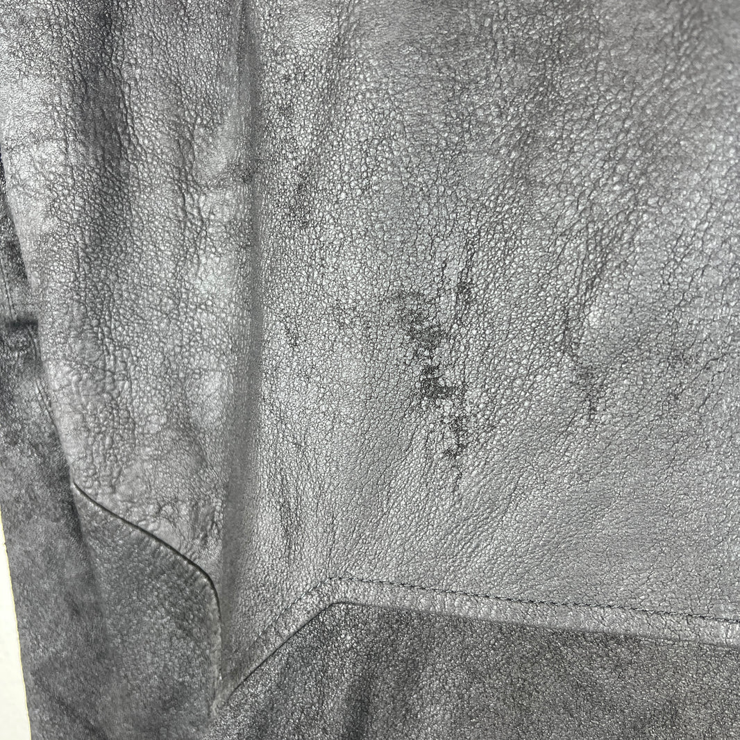 Rick Owens Gray Blistered Leather Biker Jacket