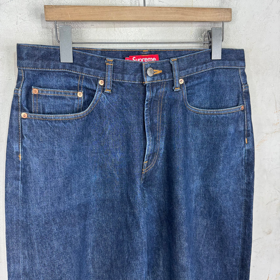 Supreme Thin Logo Raw Selvedge Jeans
