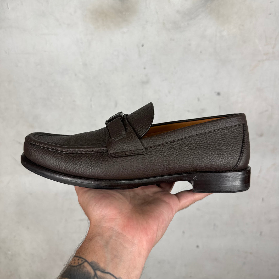 Louis Vuitton Brown Leather Buckled Loafers