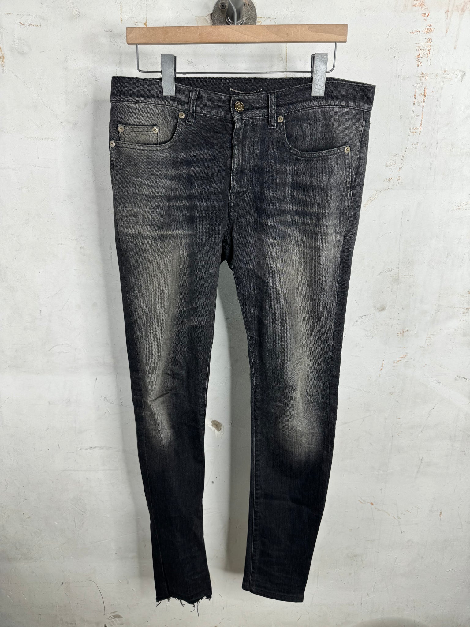Saint Laurent Washed Black Skinny Jeans