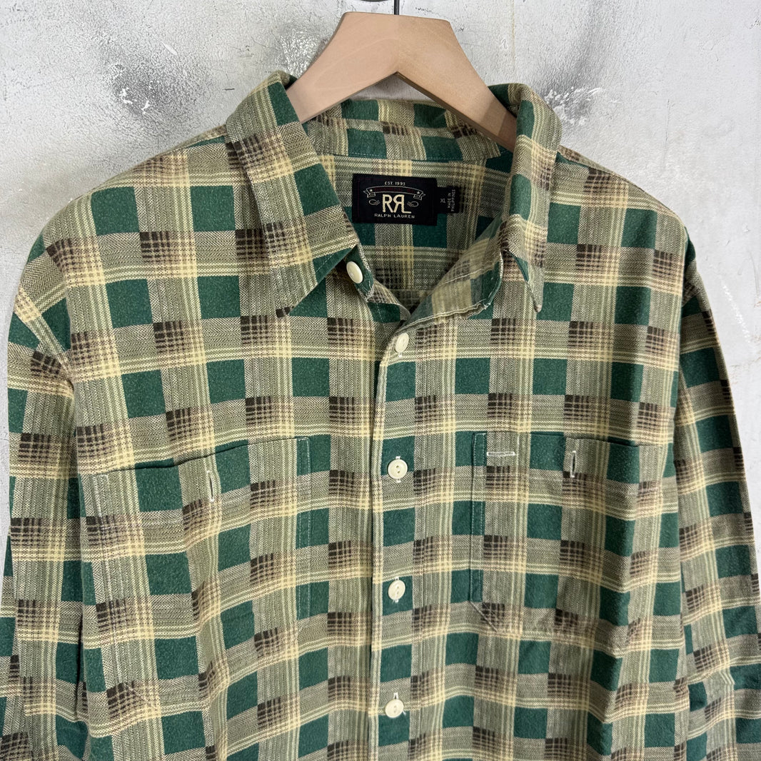 RRL Green/Brown Plaid Flannel Shirt