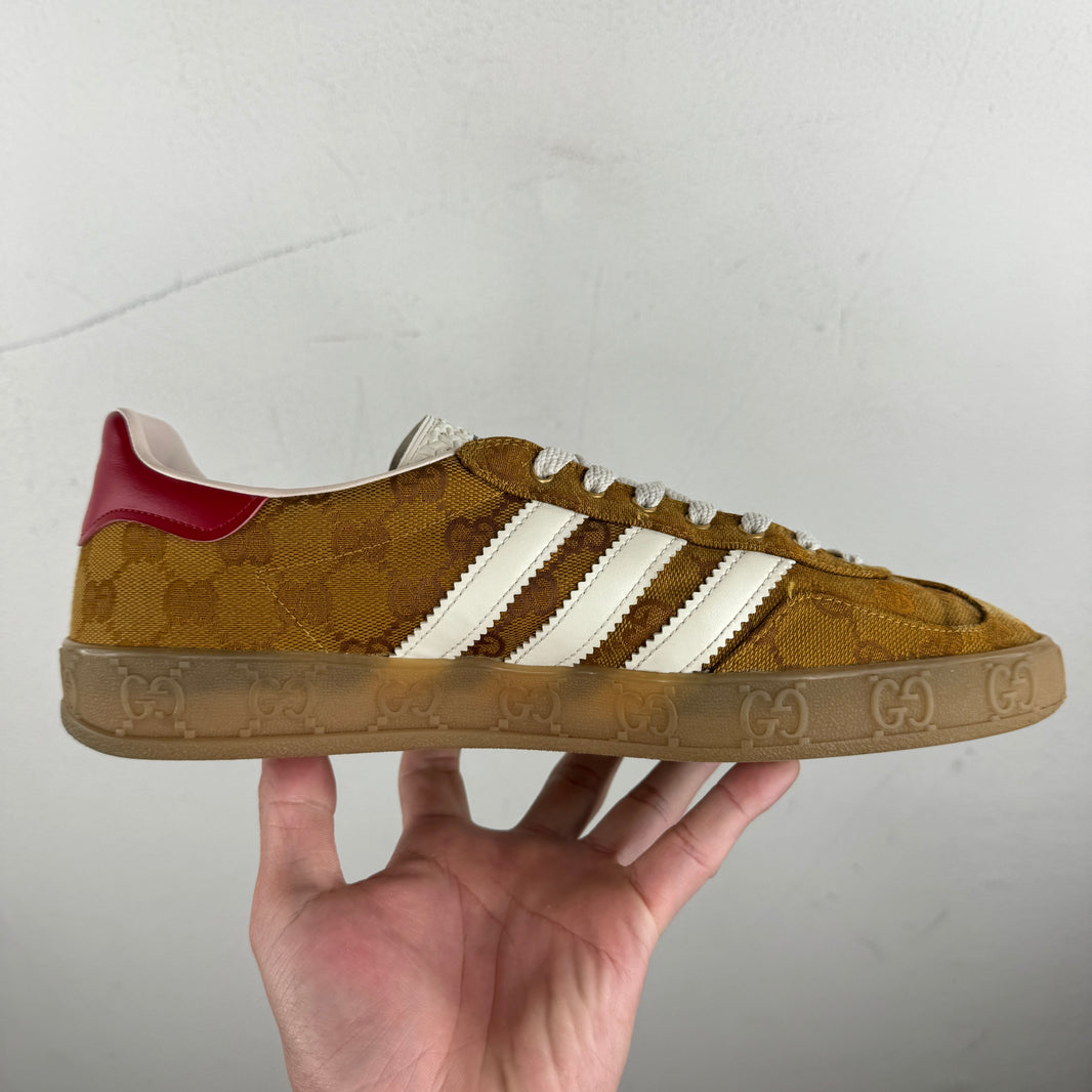 Gucci Adidas Brown Monogram Gazelle Sneakers