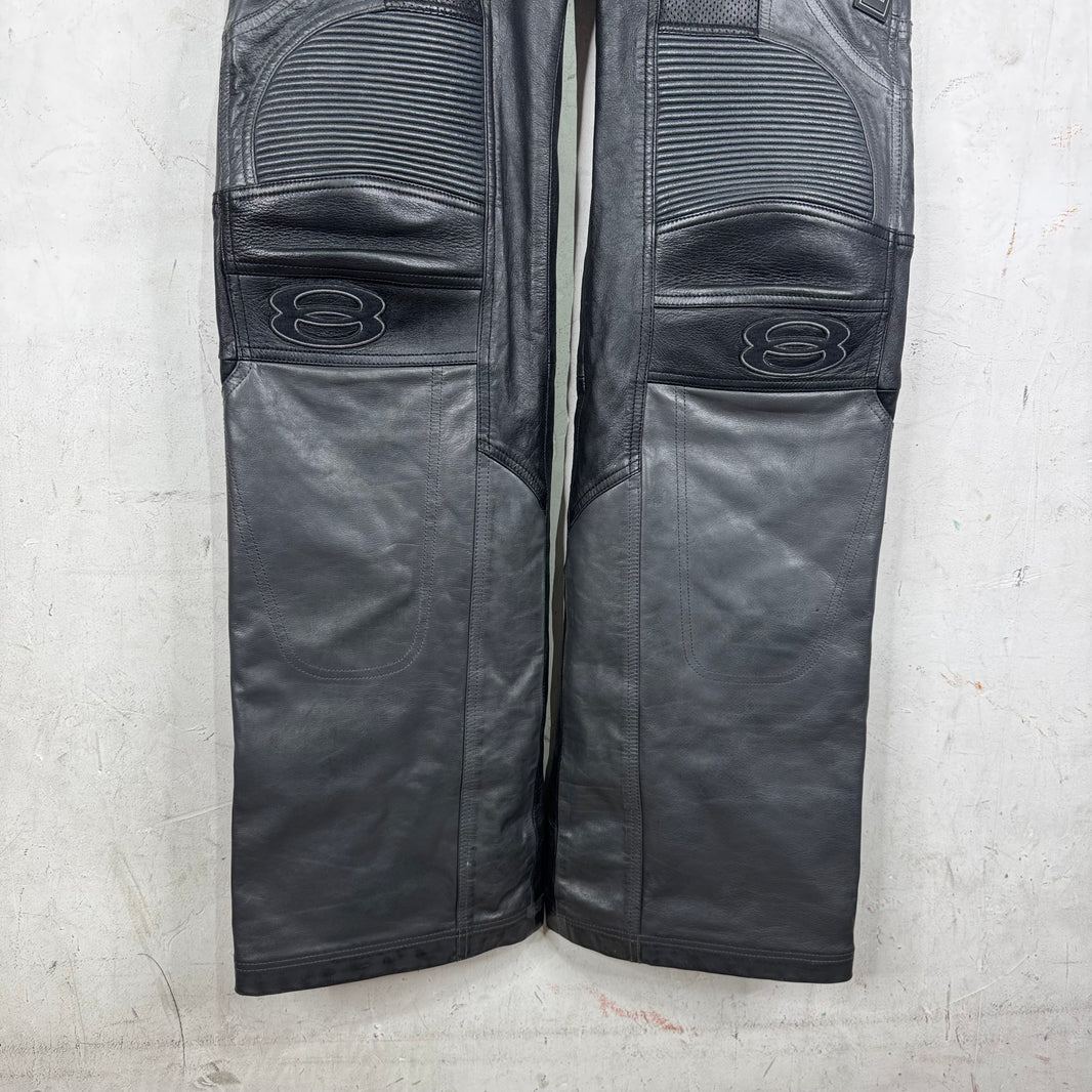 Balenciaga Leather Unity Paneled Racing Pants