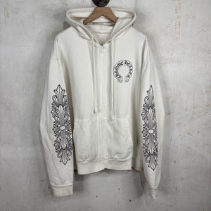 Chrome Hearts Smoked White Floral Horseshoe Zip Hoodie