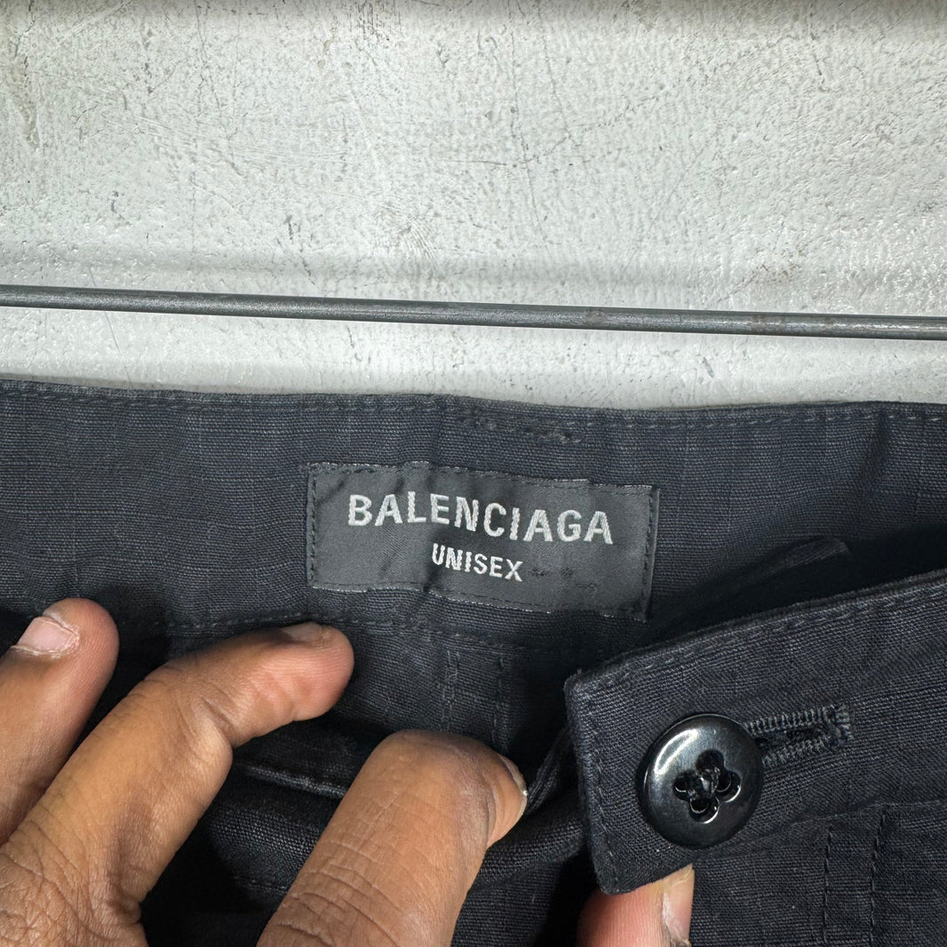 Balenciaga Black Baggy Flared Convertible Cargo Pants