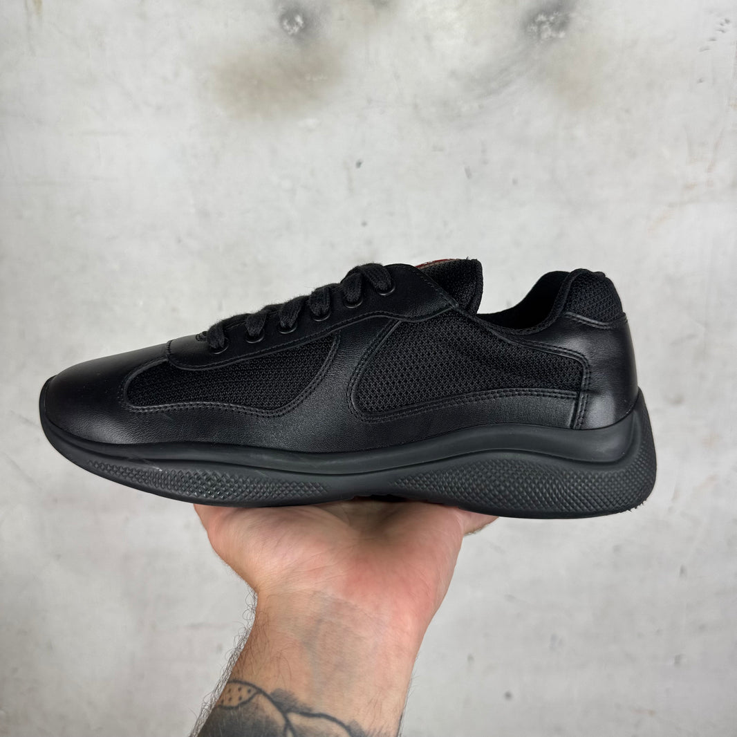 Prada Triple Black Flat Leather Americas Cup