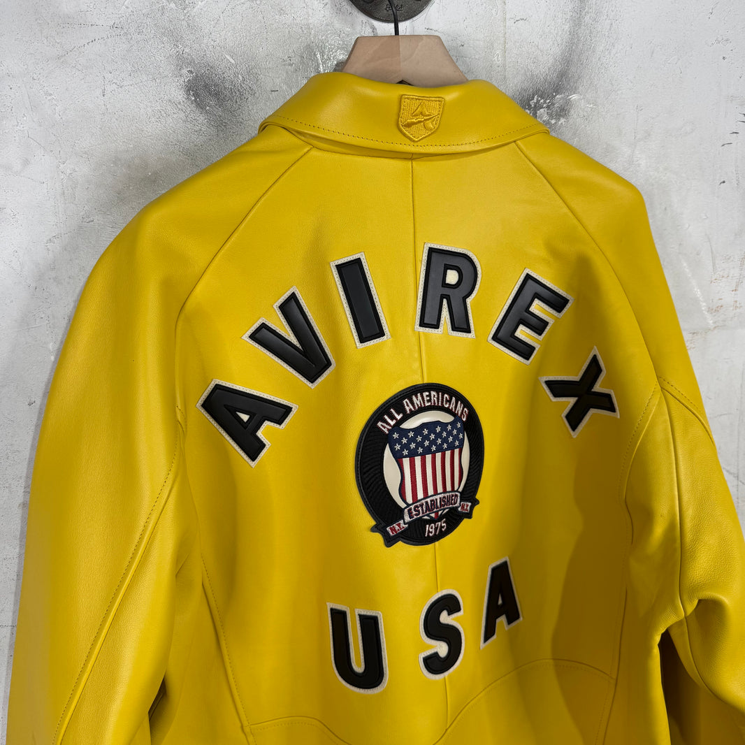 Avirex Yellow Leather Patch Jacket
