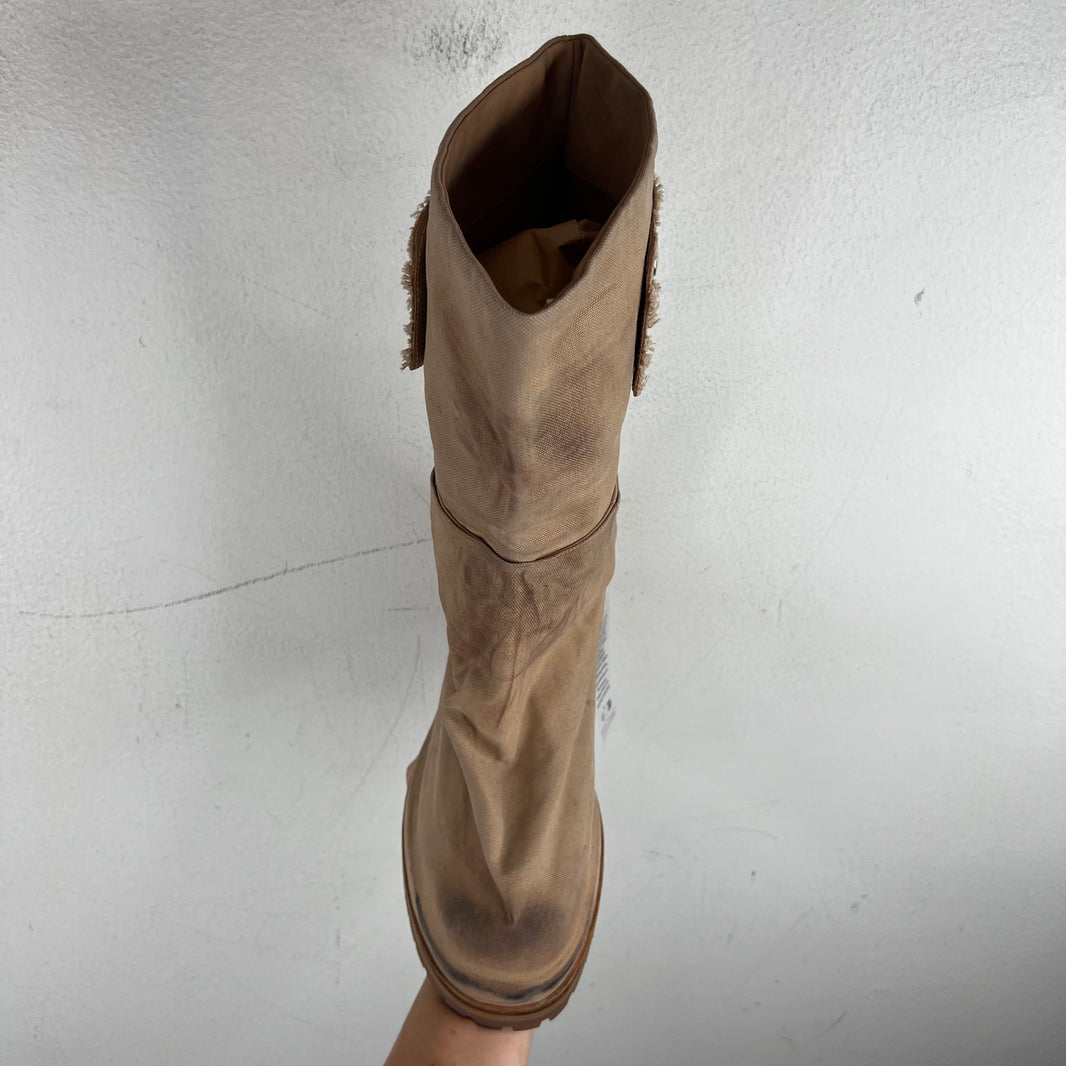 424 Beige Canvas Dragon Rider Boots