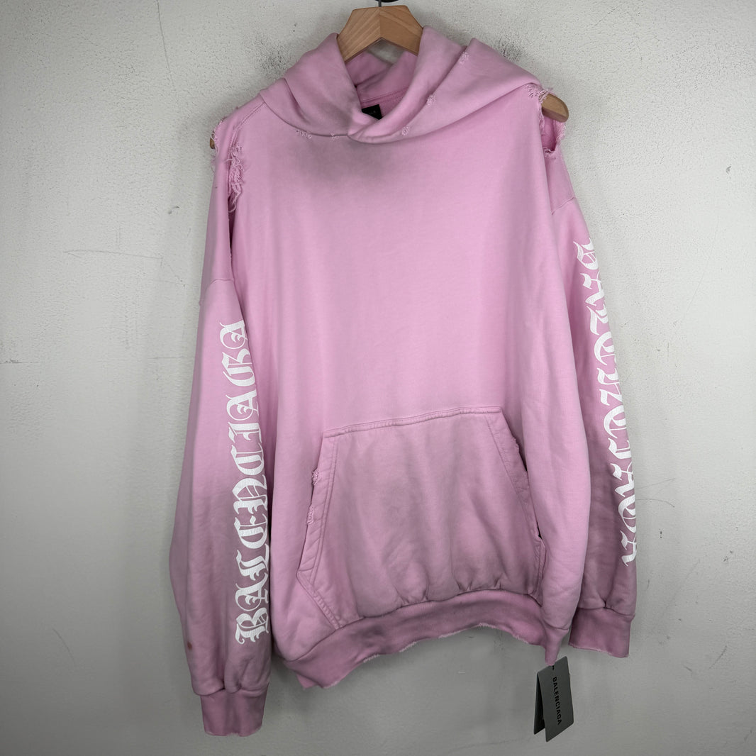 Balenciaga Pink Gothic Type Hoodie