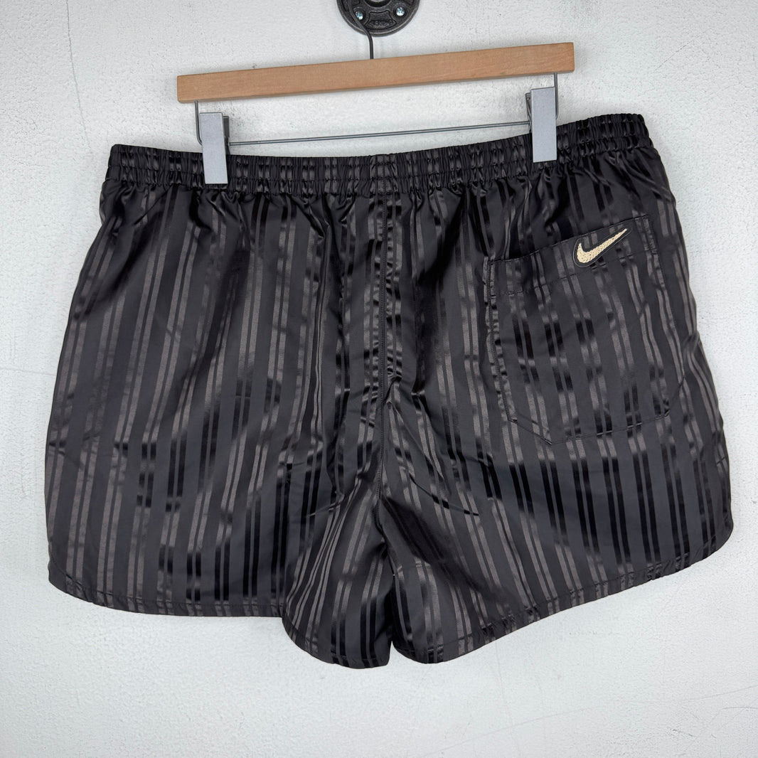 Bode Nike Brown Striped Swim Trunks
