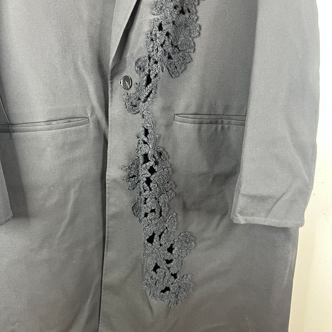Jil Sander Black Floral Knit Trench Coat