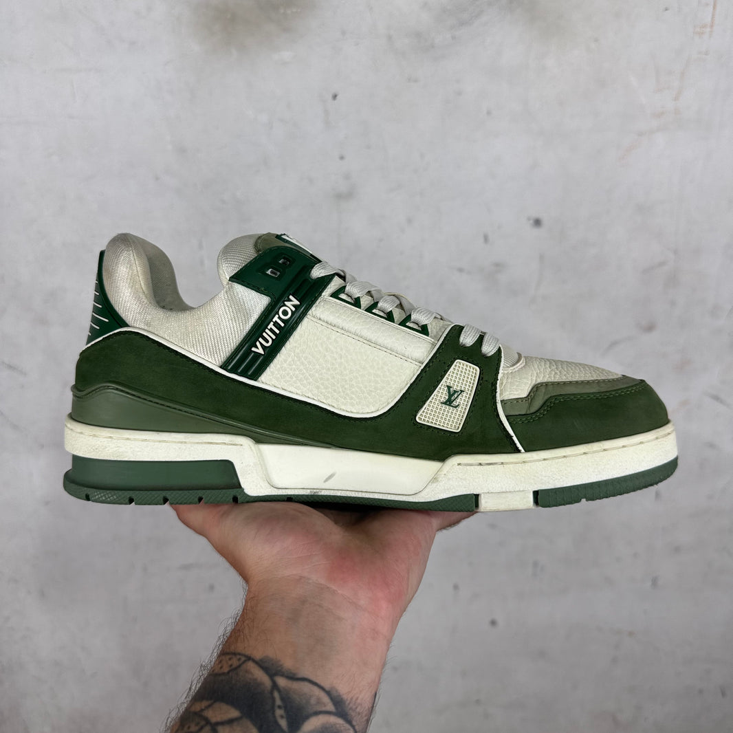 Louis Vuitton Green Leather Suede Trainers