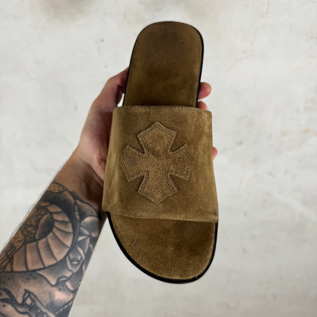 Chrome Hearts Suede Patch Slides