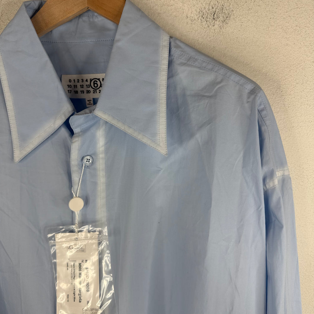 MM6 Worn Effect Poplin Button Up LS Shirt