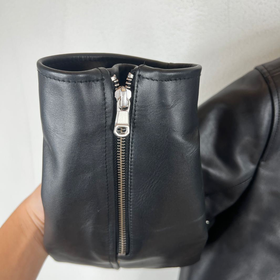 Stussy Leather S Wing Cropped Biker Jacket