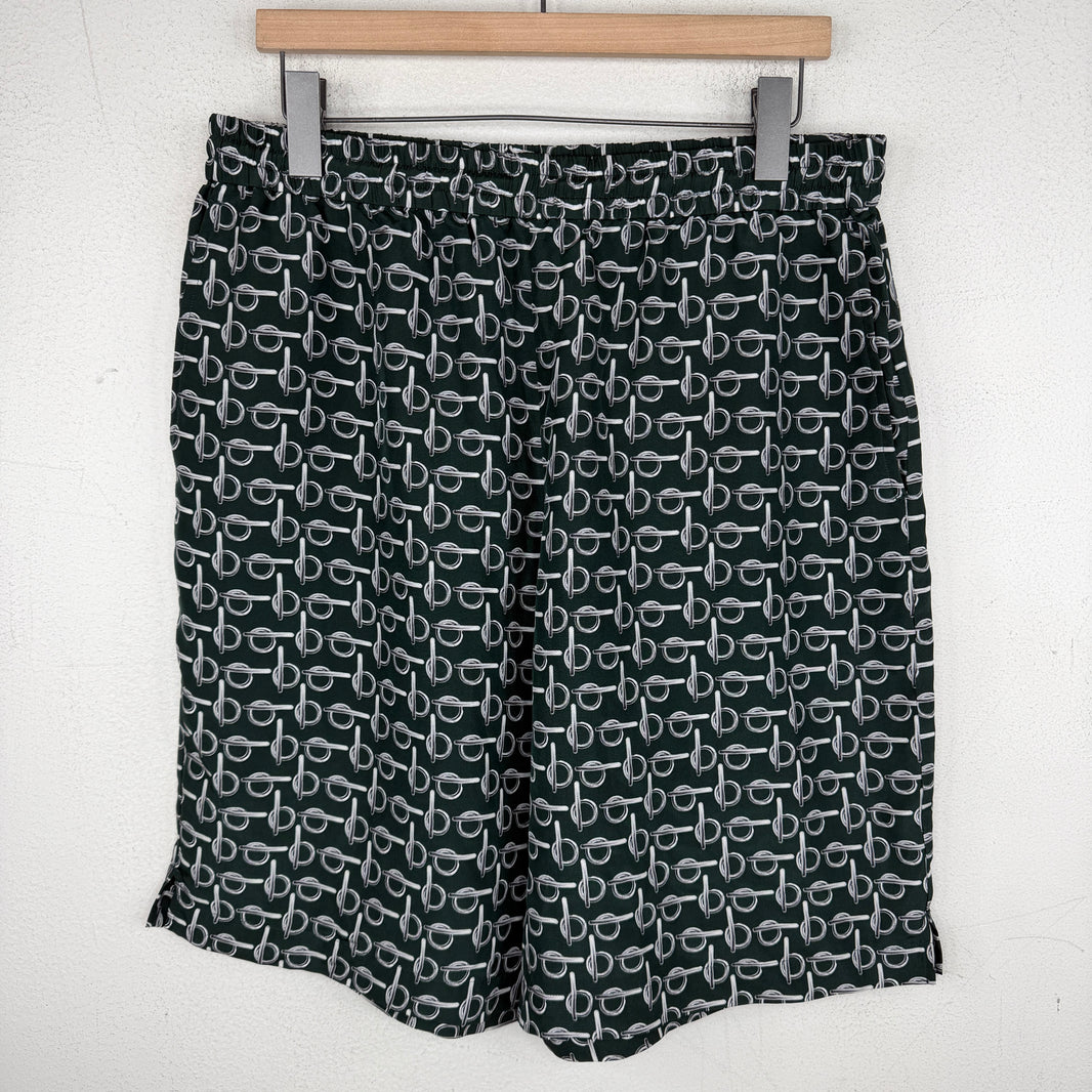 Burberry Green Silk Pattern Shorts