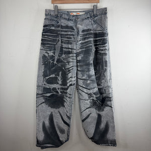 PDFCHANNEL Grey Felt Coated Baggy Jeans