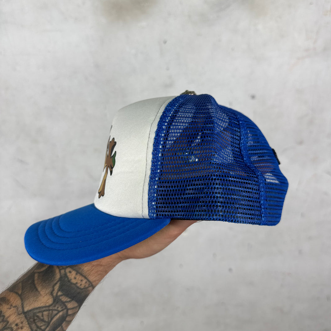 Chrome Hearts Blue Camo Triple Cross Printed Trucker Hat
