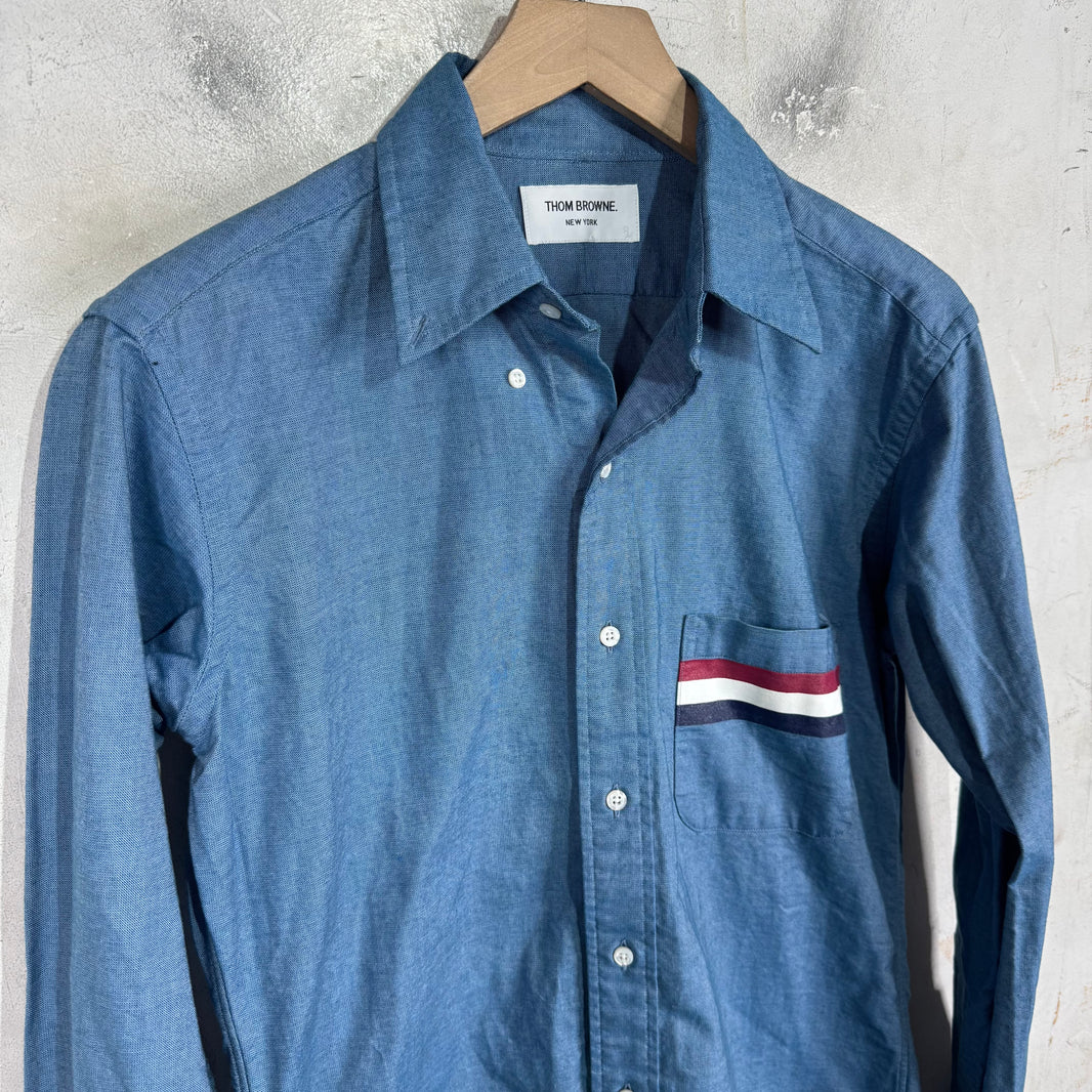 Thom Browne Striped Pocket Chambray Shirt