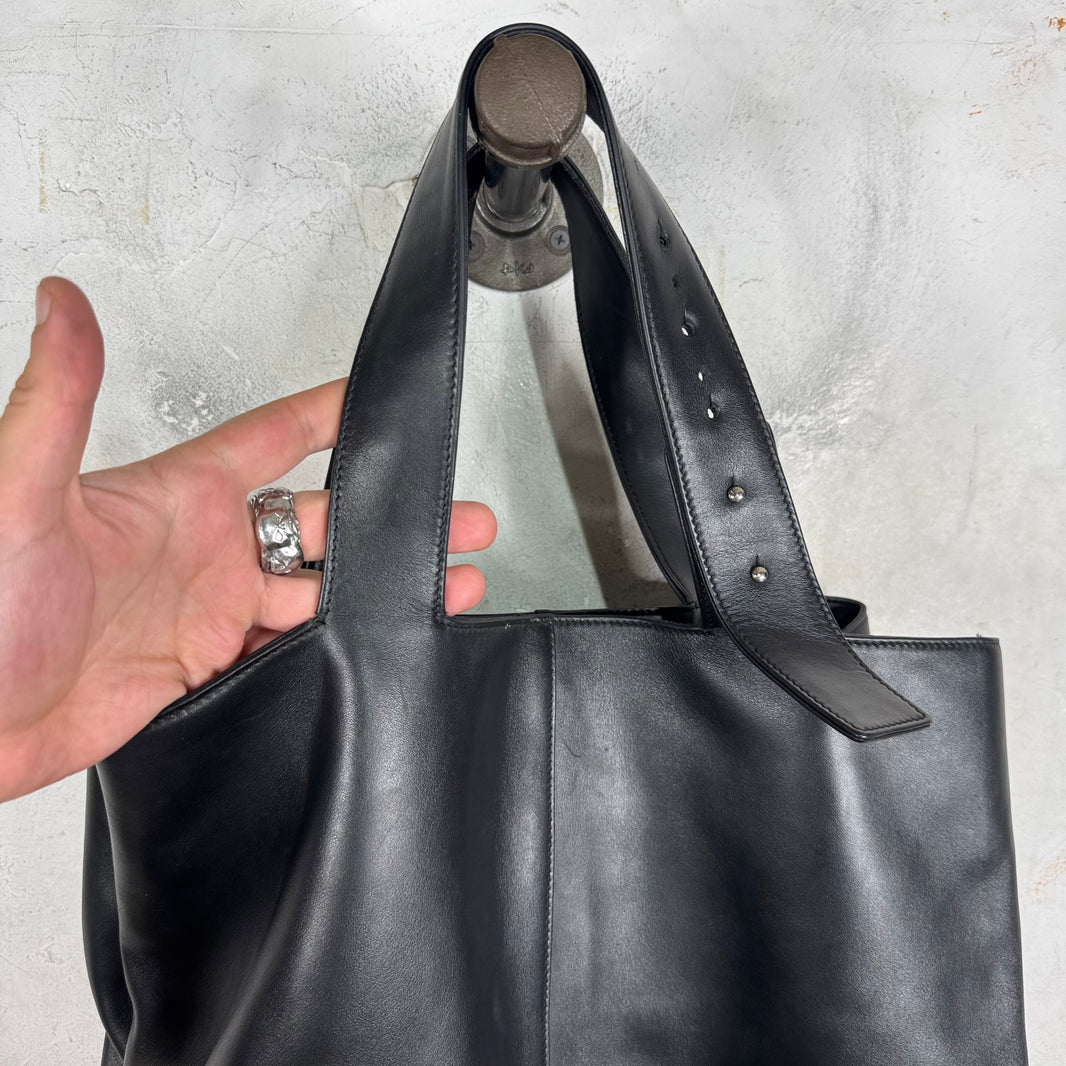 Balenciaga Badged Cowhide Leather Tote Bag