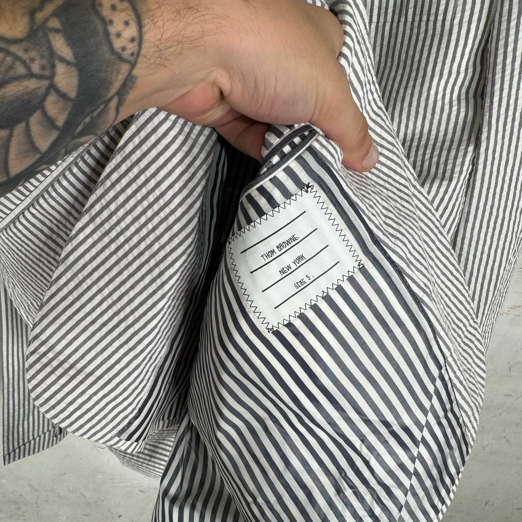 Thom Browne Striped Seersucker 2 Piece Suit