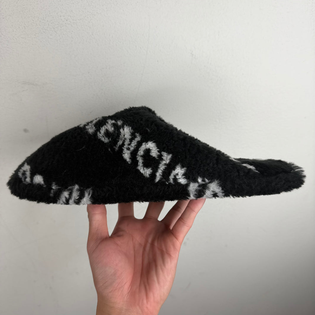 Balenciaga Fuzzy Diagonal Logo Mules