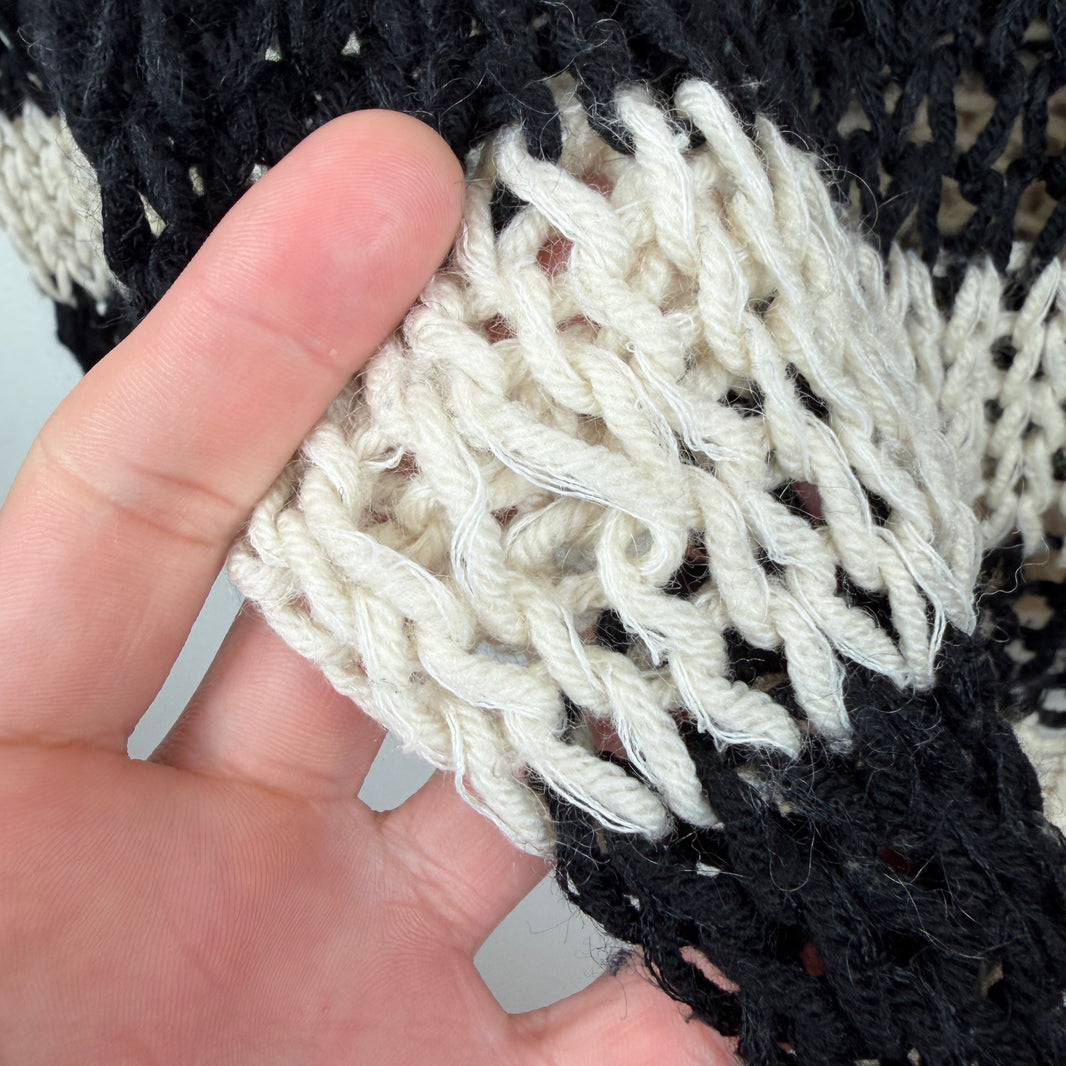 Saint Laurent Striped Cable Knit Hooded Sweater