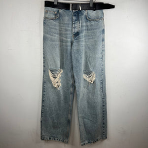 Balenciaga Sample Belted Baggy Distressed Jeans
