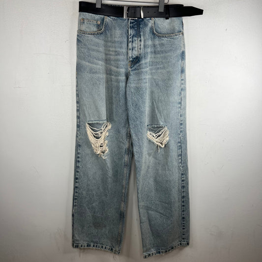 Balenciaga Sample Belted Baggy Distressed Jeans