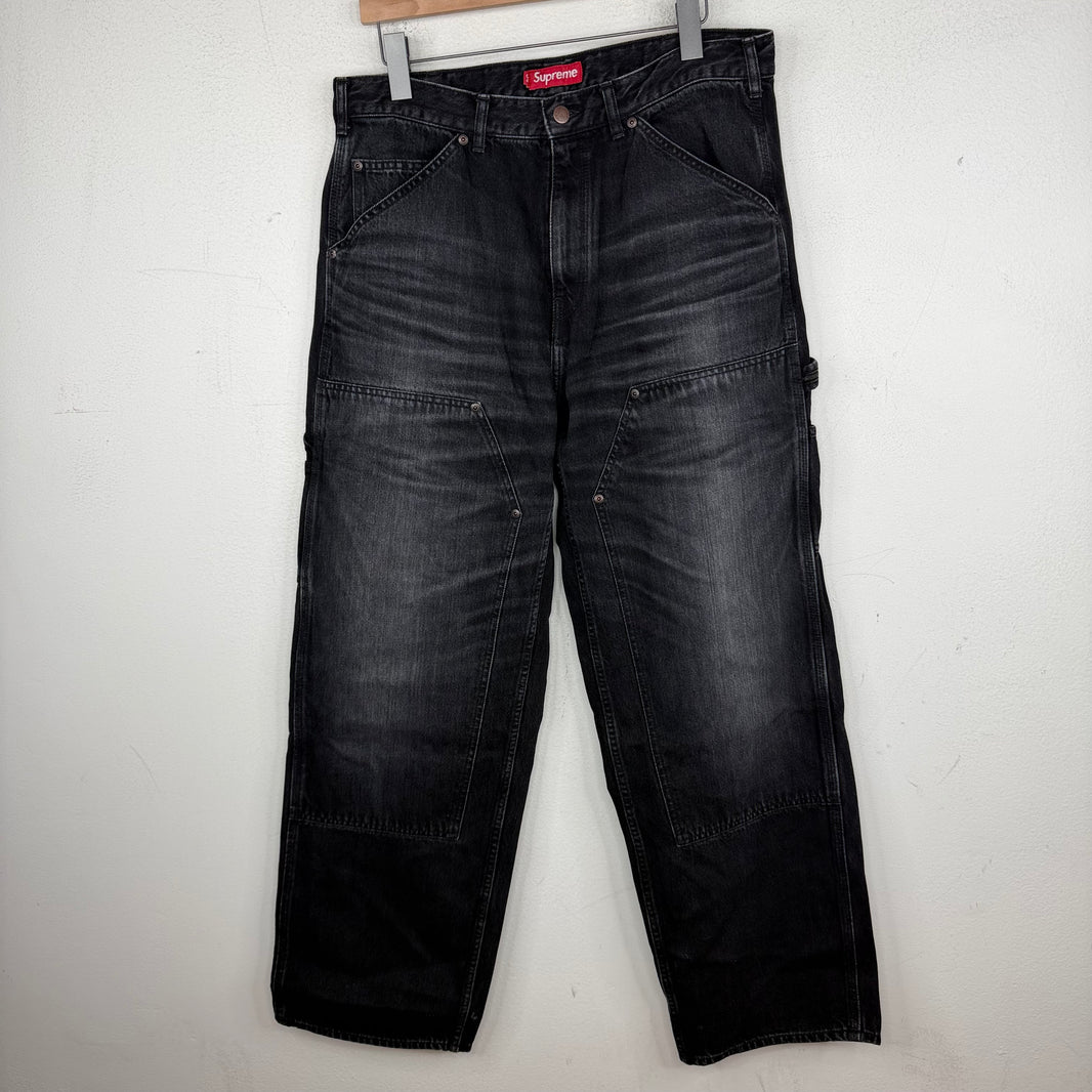 Supreme Faded Black Double Knee Jeans