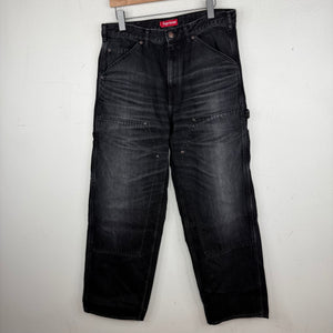 Supreme Faded Black Double Knee Jeans