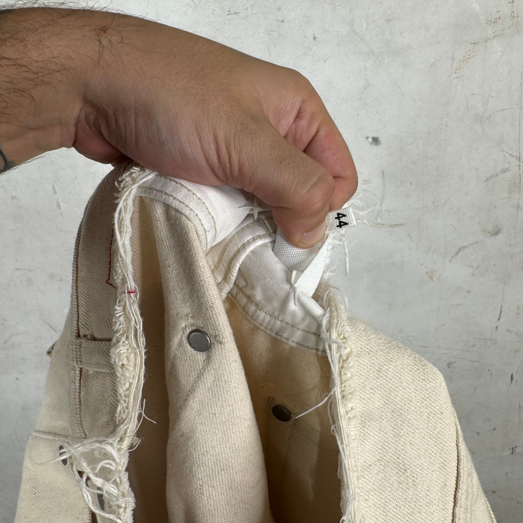 Margiela Frayed Waistband Ecru Jeans