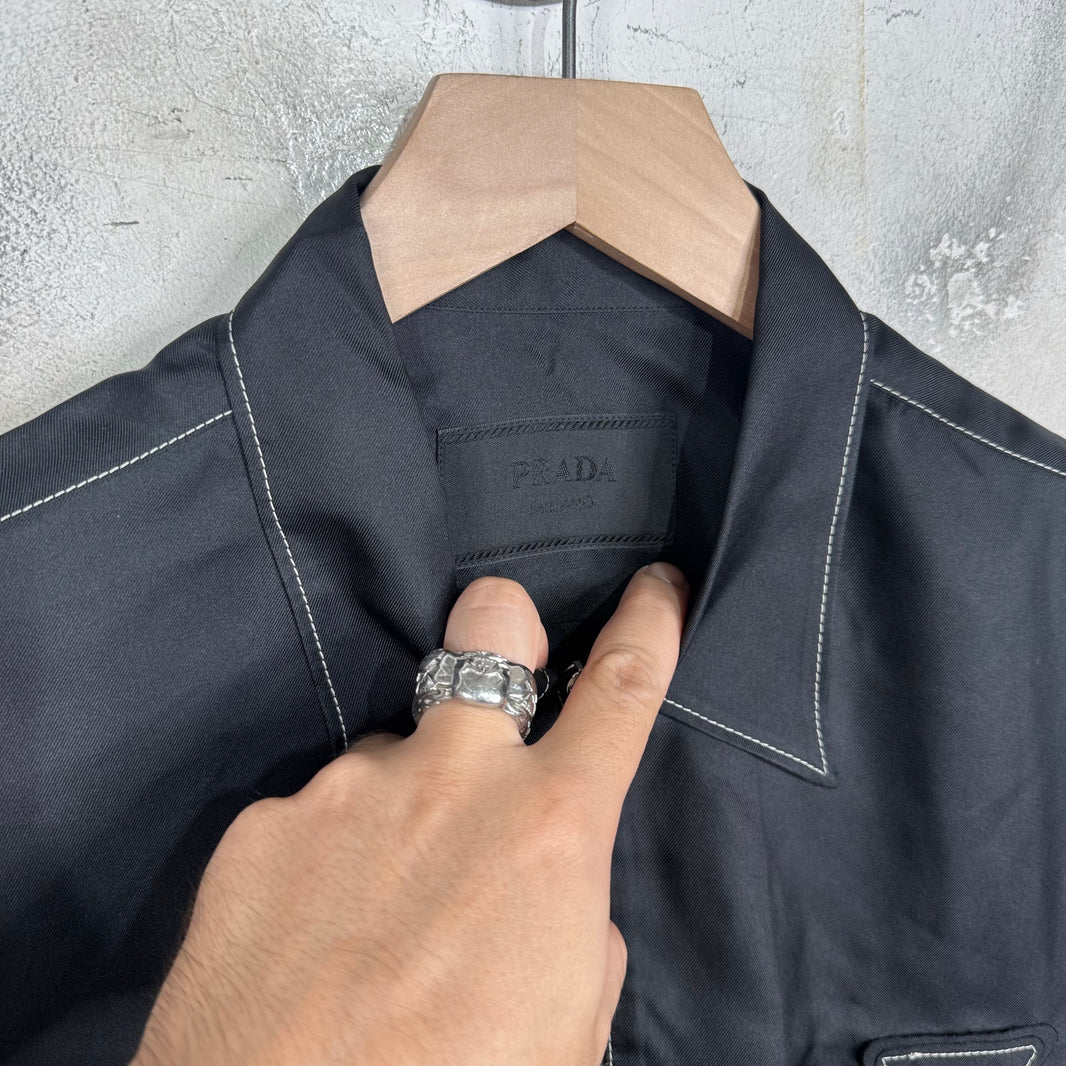 Prada Viscose Constrast Stitch Zip Shirt