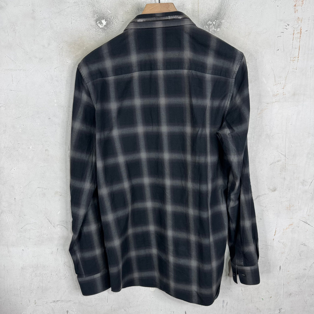 Givenchy Zippered Collar Shadow Plaid Shirt