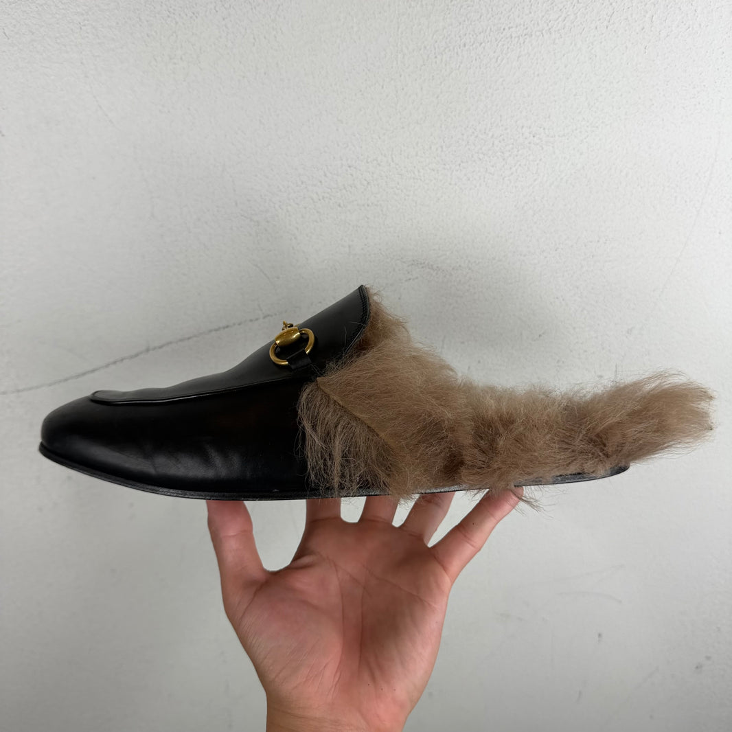 Gucci Fur Horsebit Mules