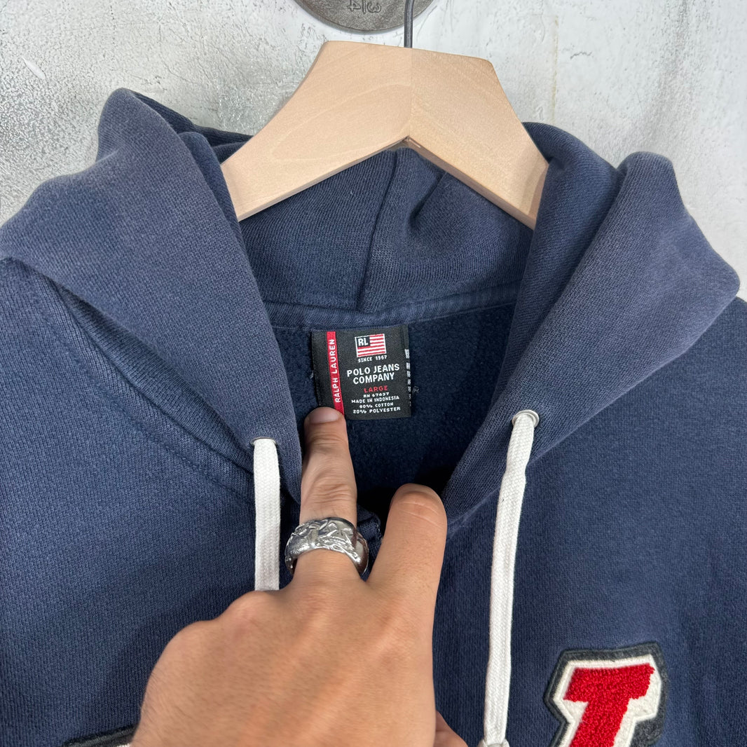 Ralph Lauren Navy Chenille RL Patch Zip Hoodie