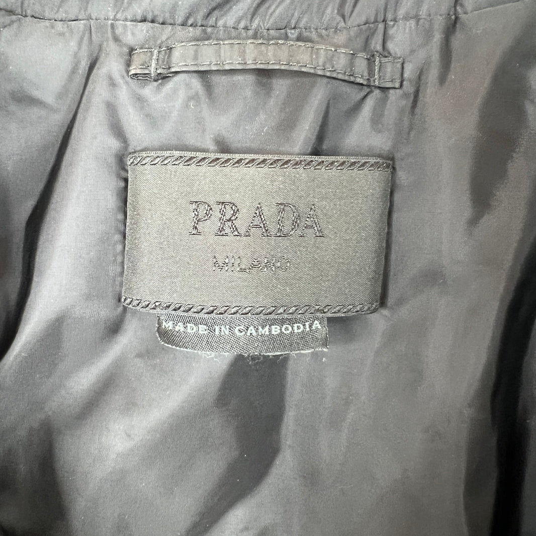 Prada Black Quilted Nylon Badge Zip Up Jacket