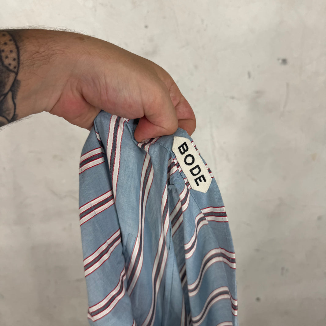 Bode Blue Striped Pajama Pants