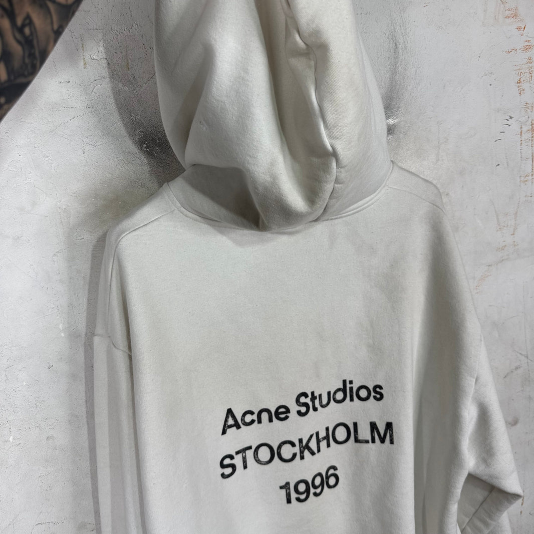 Acne Studios White Stockholm Logo Pullover Hoodie