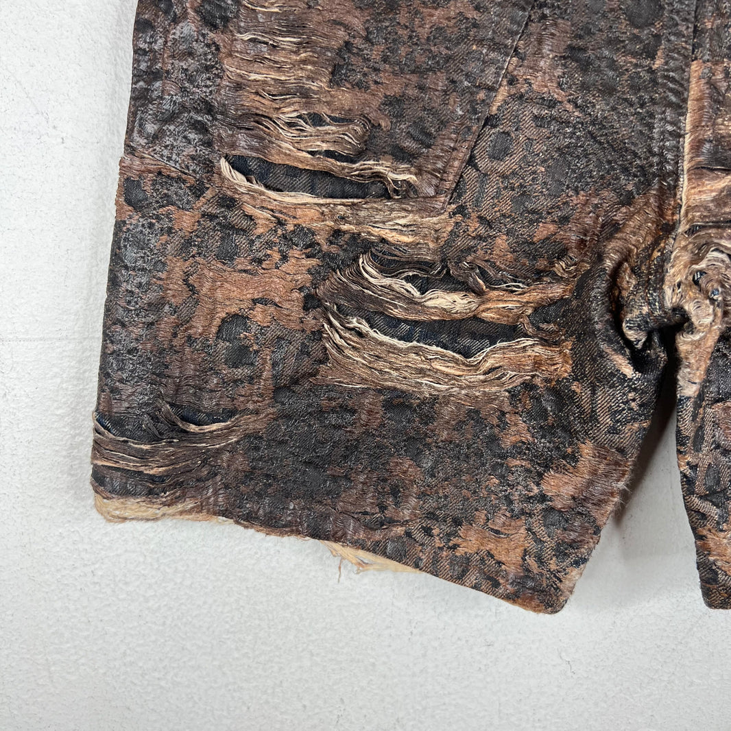 Acne Studios Roman Distressed Waxed Denim Shorts