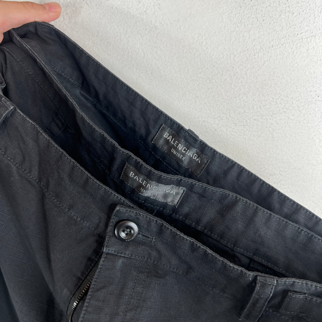 Balenciaga Black Ripstop Baggy Apron Cargo Pants