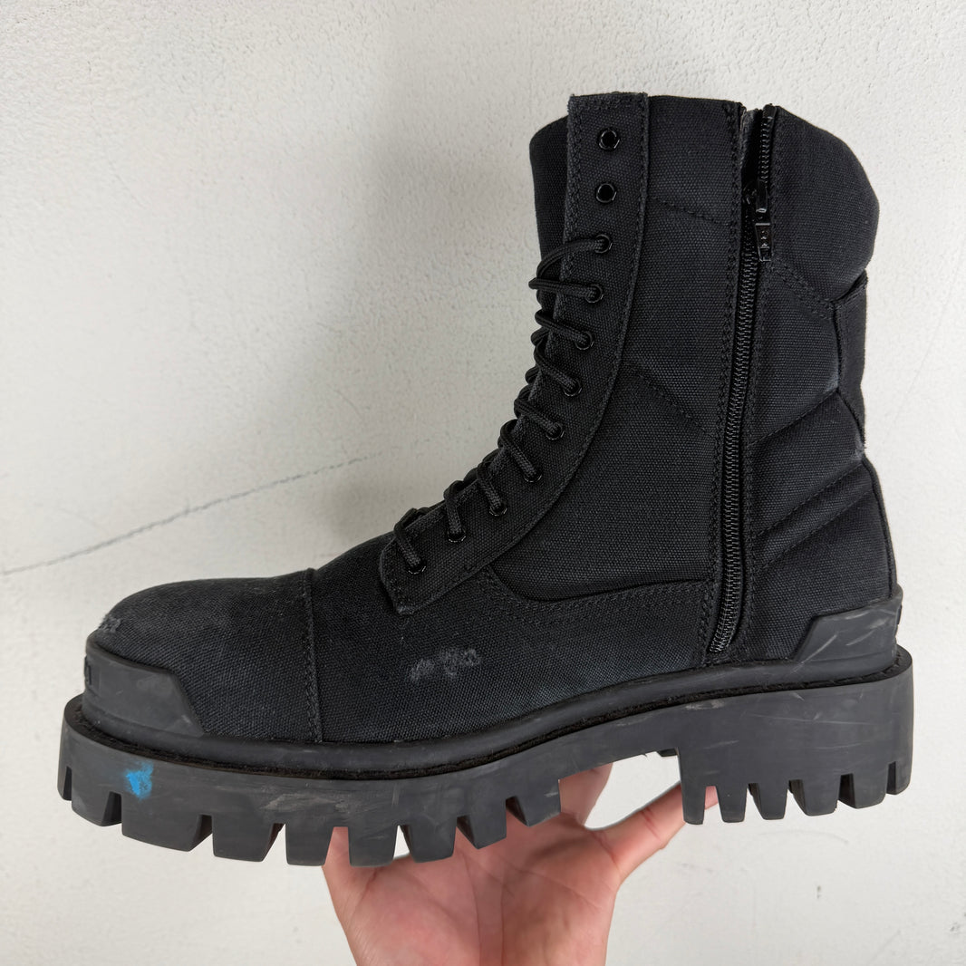Balenciaga Black Canvas Strike Boots