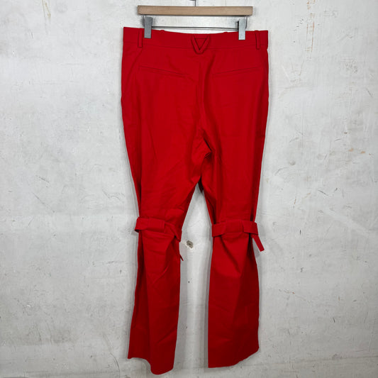 Bottega Veneta Gabardine Knee Strap Pants Red