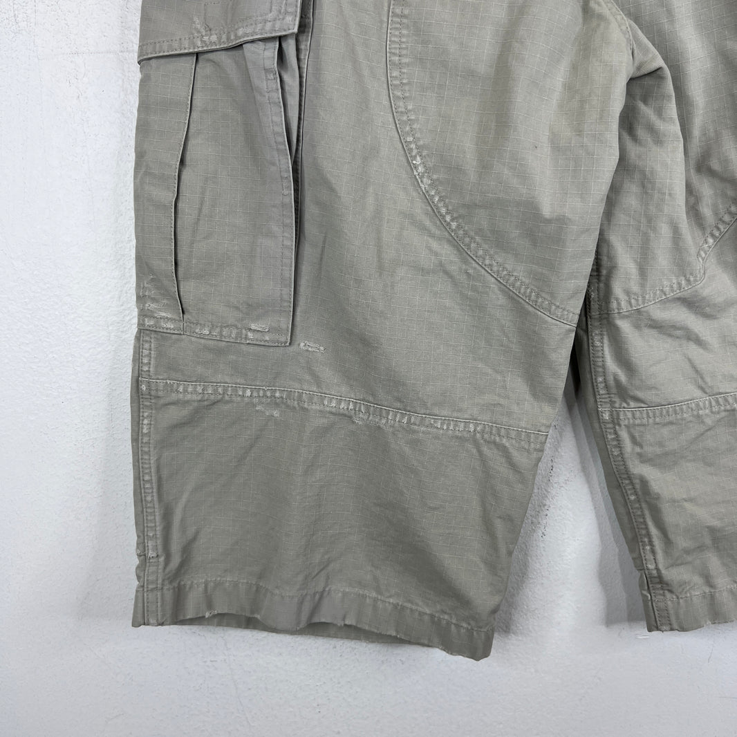 Balenciaga Beige Cropped Cargo Ripstop Long Shorts