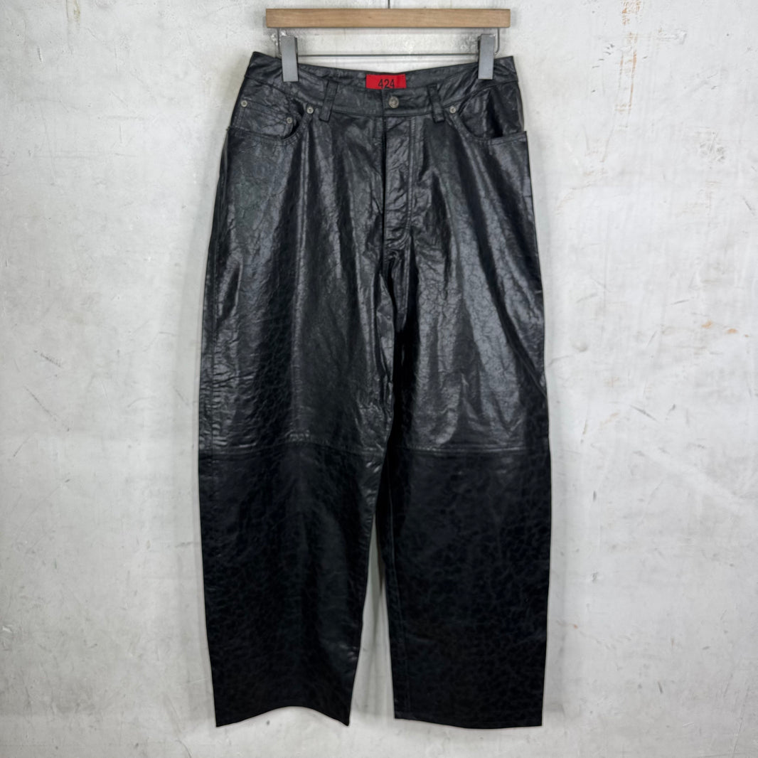 424 Paper Leather Wide Leg Pants