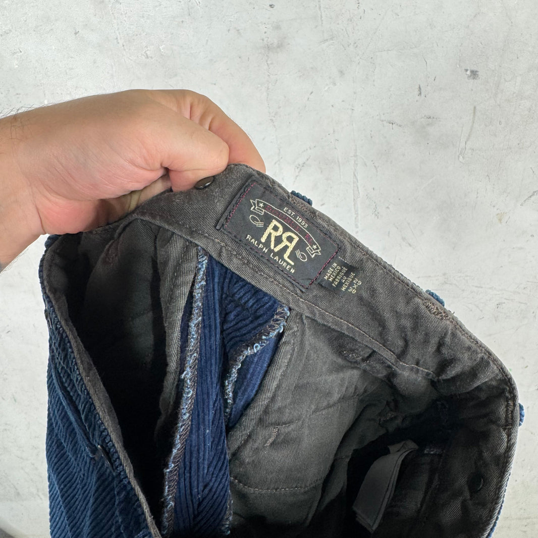 RRL Navy Corduroy Repaired Trousers