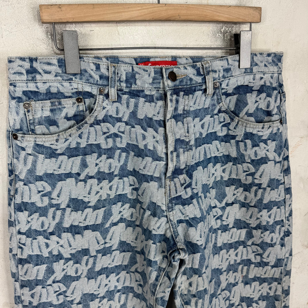 Supreme Jacquard Fat Tip Logo Jeans
