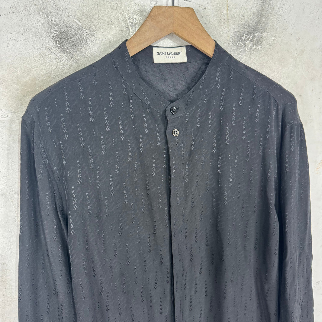 Saint Laurent Silk Stars Collarless Shirt