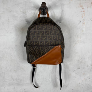 Fendi Leather Paneled Zucca Backpack